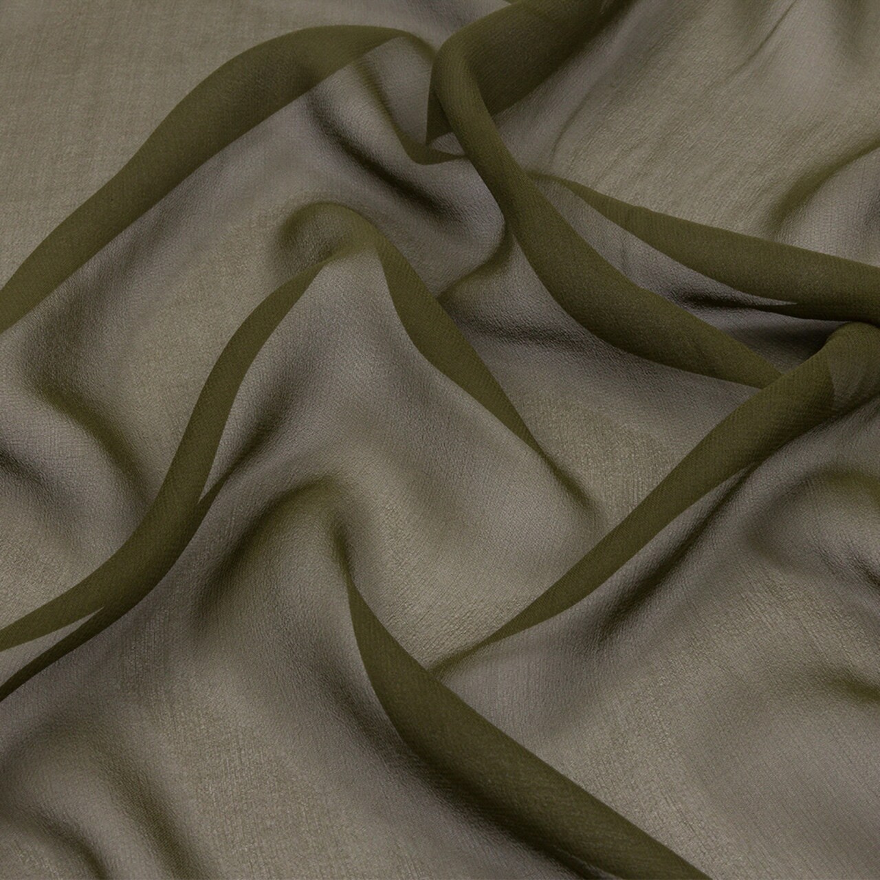 1 Yard Silk Chiffon Fabric Olive Green Sheer Lightweight Solid Material 44 inch Width